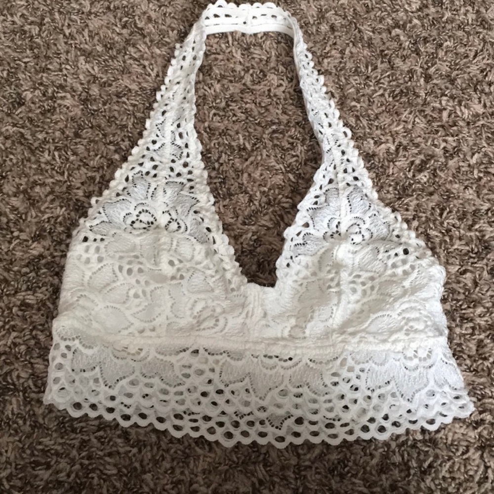 White halter top bralette.